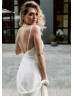 V Neck Ivory Chiffon Simple Boho Wedding Dress